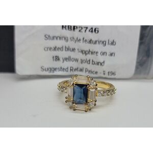 Ring Bomb Party Lab Blue Sapphire 18k Yellow Gold Plated Band Ring RBP2746